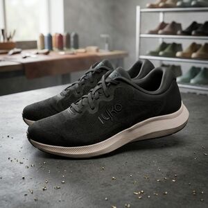 Ryka Men's Black Knit Trainers with Cream Midsole